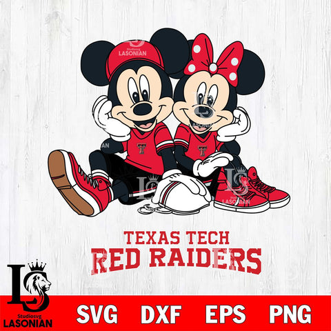 Texas Tech Red Raiders Mickey Minnie Mouse Football Sit Svg Eps Dxf Png File, NCAA svg , File Cut , Digital Download , Instant Download, Cut Svg Files