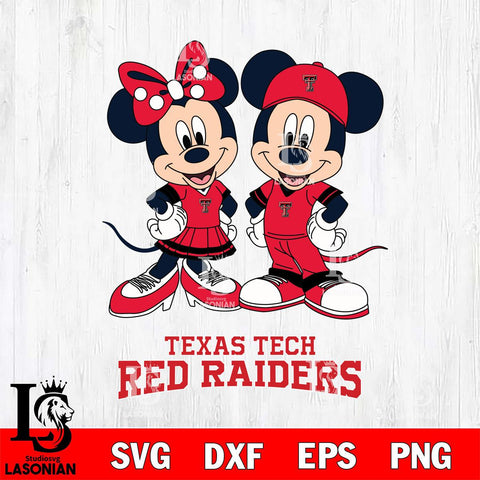Texas Tech Red Raiders Mickey Minnie Mouse rugby ball Svg Eps Dxf Png File, NCAA svg , File Cut , Digital Download , Instant Download, Cut Svg Files