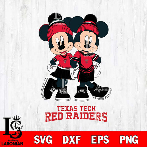 Texas Tech Red Raiders Mickey Minnie Valentine Football Svg Eps Dxf Png File, NCAA svg , Digital Download , Instant Download, Cricut File