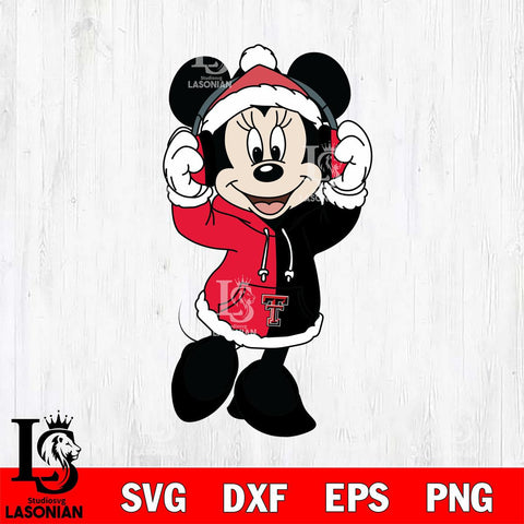 Texas Tech Red Raiders Minnie Mouse Disney Football Christmas File Cut, NCAA SVG DXF EPS PNG FILE, Digital Download , Criucut , Silhouette