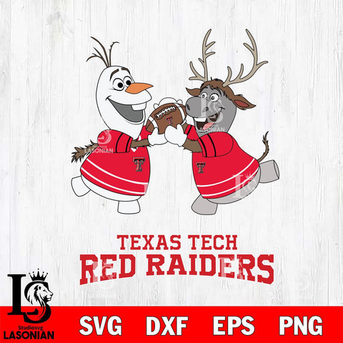 Texas Tech Red Raiders Olaf & Sven Football Cricut,Christmas SVG DXF EPS PNG FILE, NCAA Digital Download,Instant Download, Silhouette