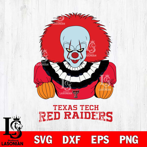 Texas Tech Red Raiders Pennywise Horror Sport 3 Svg Eps Dxf Png File, Digital Download