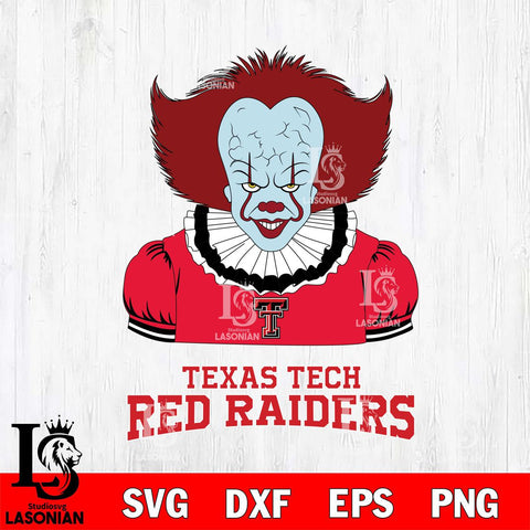 Texas Tech Red Raiders Pennywise Horror Sport 5 Svg Eps Dxf Png File, Digital Download