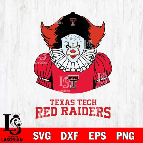 Texas Tech Red Raiders Pennywise Horror Sport 7 Svg Eps Dxf Png File, Digital Download
