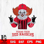 Texas Tech Red Raiders Pennywise Horror Sport 8 Svg Eps Dxf Png File, Digital Download