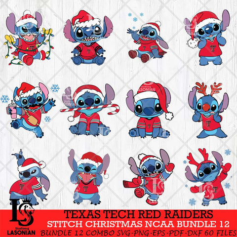 Texas Tech Red Raiders Stitch Christmas NCAA Bundle 12 Svg Eps Dxf Png File, Digital Download, Instant Download