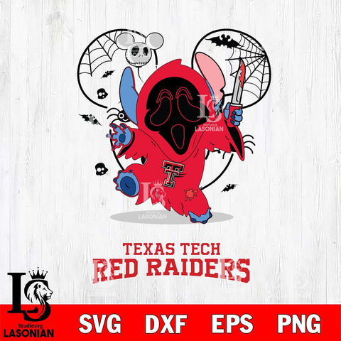 Texas Tech Red Raiders Stitch Ghost Face Halloween 2 Svg Eps Dxf Png File, Digital Download, Instant Download
