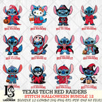 Texas Tech Red Raiders Stitch Horror Bundle 12 SVG Svg Eps Dxf Png File, NCAA svg, Digital Download, Instant Download