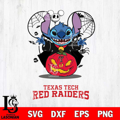 Texas Tech Red Raiders Stitch Horror Halloween Svg Eps Dxf Png File, Digital Download, Instant Download