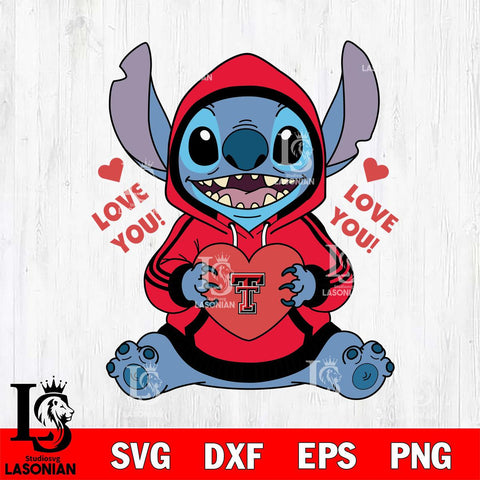 Texas Tech Red Raiders Stitch Love You File Cut, NCAA SVG DXF EPS PNG FILE, Digital Download , Criucut , Silhouette