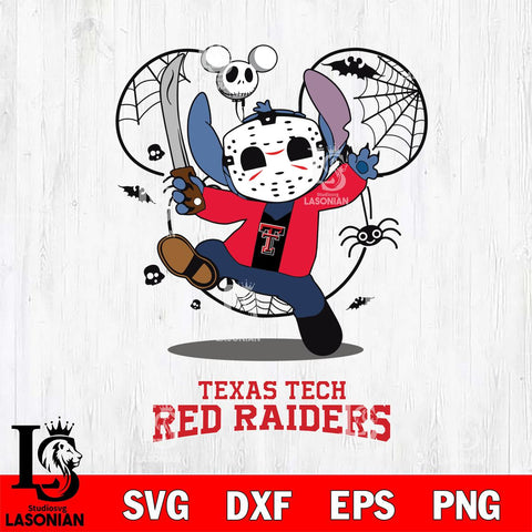 Texas Tech Red Raiders Stitch jason voorhees Halloween Svg Eps Dxf Png File, Digital Download, Instant Download
