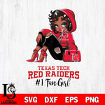 Texas Tech Red Raiders #1 beauty Black Fan Girl, Svg Eps Dxf Png File, Digital Download
