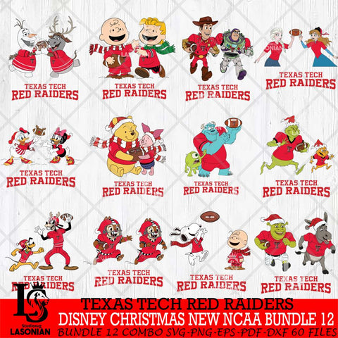 Texas Tech Red Raiders  Disney Christmas New NCAA Bundle 12 Cricut,Christmas SVG DXF EPS PNG FILE, BUNDLE NCAA Digital Download,Instant Download, Silhouette