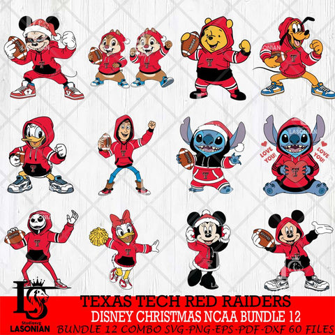 Texas Tech Red Raiders  Disney christmas NCAA Bundle File Cut, Bundle NCAA SVG DXF EPS PNG FILE, Digital Download , Criucut , Silhouette