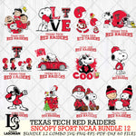 Texas Tech Red Raiders  Snoopy NCAA Bundle 12 SVG Svg Eps Dxf Png File, Digital Download