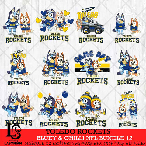 Toledo Rockets Bluey & Bingo Bundle 12 SVG Svg Eps Dxf Png File, Bundle NCAA svg, Digital Download, Instant Download
