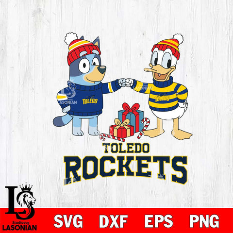 Toledo Rockets Bluey With Donald Duck Christmas File Cut, NCAA SVG DXF EPS PNG FILE, Digital Download,Instant Download, Silhouette
