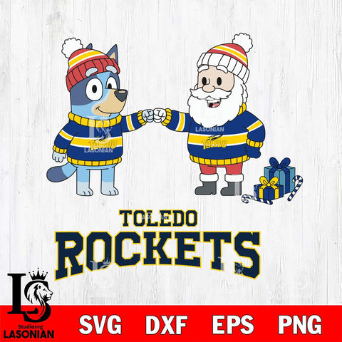 Toledo Rockets Bluey With Satan Christmas File Cut, NCAA SVG DXF EPS PNG FILE, Digital Download,Instant Download, Silhouette