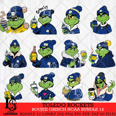 Toledo Rockets Boujee Grinch NCAA Bundle 12 SVG Eps Dxf Png File, Digital Download, Instant Download