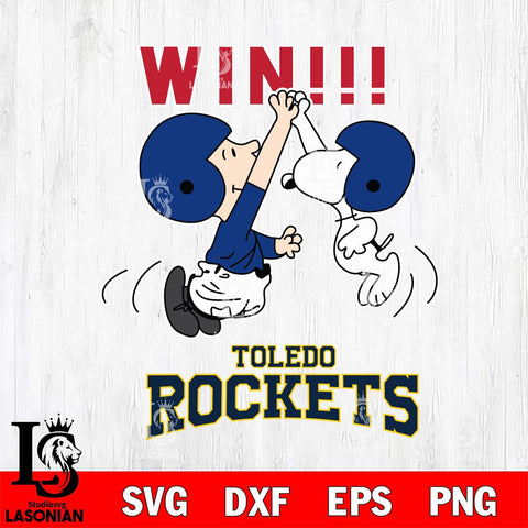 Toledo Rockets Charlie Brown and Snoopy Win Svg Eps Dxf Png File, NCAA svg , Digital Download , Instant Download, Cricut File