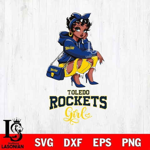 Toledo Rockets Fashion Black Fan Girl Betty Boop, Svg Eps Dxf Png File, Digital Download