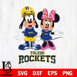 Toledo Rockets Goofy and Minnie mouse Football SVG DXF EPS PNG FILE,NCAA svg ,Football Digital Download,Instant Download, Silhouette