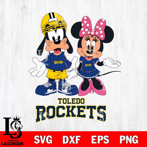 Toledo Rockets Goofy and Minnie mouse Football SVG DXF EPS PNG FILE,NCAA svg ,Football Digital Download,Instant Download, Silhouette