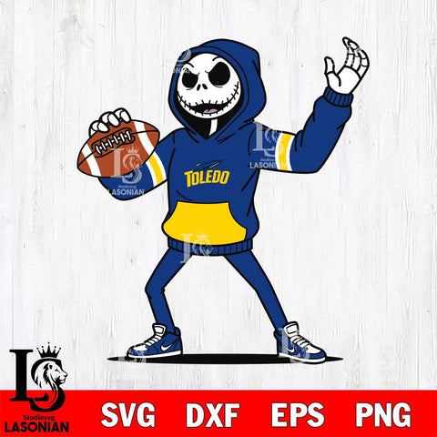 Toledo Rockets Jack Skellington Football Christmas File Cut, NCAA SVG DXF EPS PNG FILE, Digital Download , Criucut , Silhouette