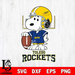 Toledo Rockets Snoopy Player Football SVG DXF EPS PNG FILE,Snoopy File Cut, NCAA Digital Download,Instant Download,Christmas Silhouette