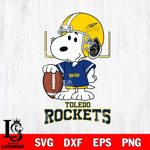 Toledo Rockets Snoopy Player Football SVG DXF EPS PNG FILE,Snoopy File Cut, NCAA Digital Download,Instant Download,Christmas Silhouette