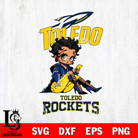 Toledo Rockets Style Black Fan Girl Betty Boop, Svg Eps Dxf Png File, Digital Download