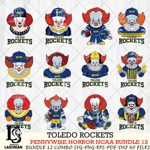 Toledo Rockets  Pennywise Horror NCAA Bundle 12 SVG Svg Eps Dxf Png File, Digital Download