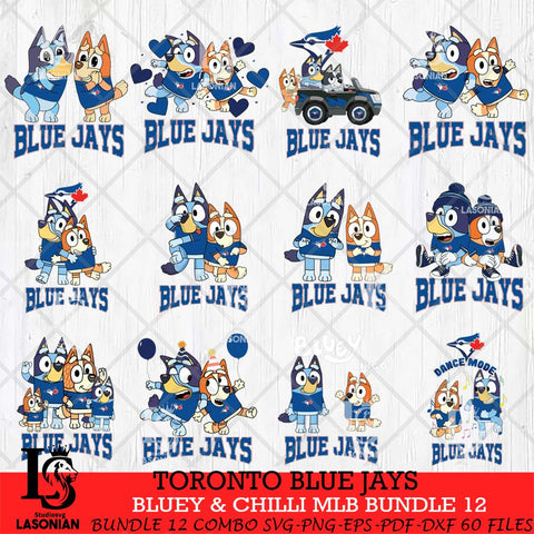 Toronto Blue Jays Bluey & Bingo MLB Bundle 12 SVG Eps Dxf Png File, Bundle MLB svg, Digital Download, Instant Download