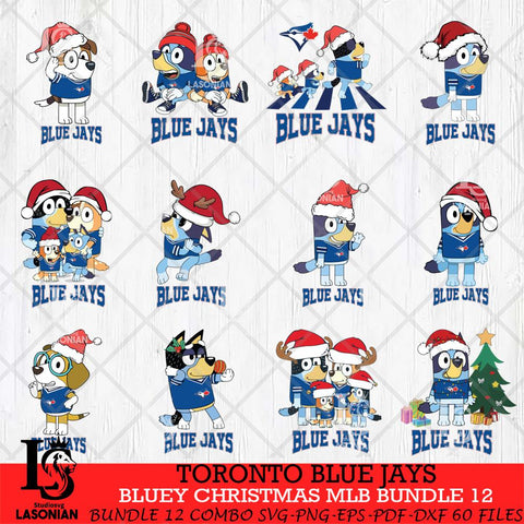 Toronto Blue Jays Bluey Christmas MLB Bundle 12 file Cricut , Bluey Cricut , Christmas Svg , Bluey svg , Digital Download, dxf eps png pdf file