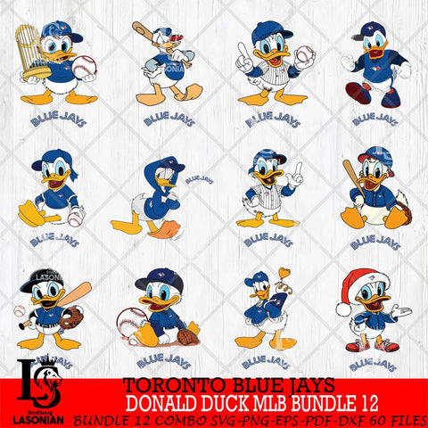 Toronto Blue Jays Donald Duck MLB Bundle 12 Svg Eps Dxf Png File,MLB File Cut ,Baseball Digital Download , Instant Download, Svg Files