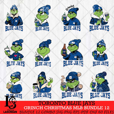 Toronto Blue Jays Grinch Christmas MLB Bundle 12 Cut Files Cricut, Svg Dxf Eps Png file , Silhouette