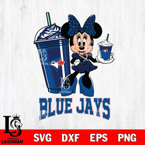 Toronto Blue Jays Minnie Mouse Fan And Coffee Svg Eps Dxf Png File, Digital Download, Instant Download