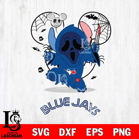 Toronto Blue Jays Stitch Ghost Face Halloween 2 Svg Eps Dxf Png File, Digital Download, Instant Download