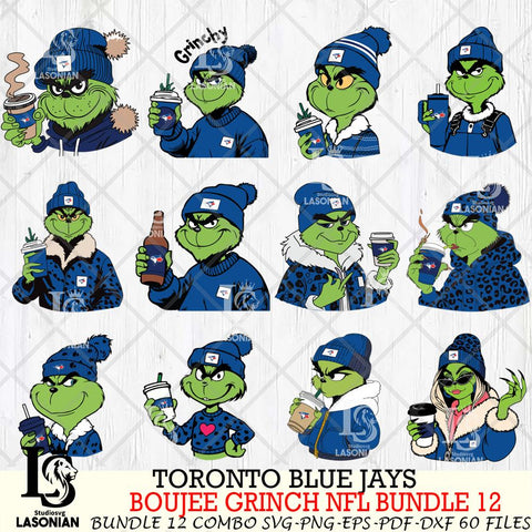 Toronto Blue Jays  Boujee Grinch MLB Bundle 12 SVG Eps Dxf Png File, Digital Download, Instant Download