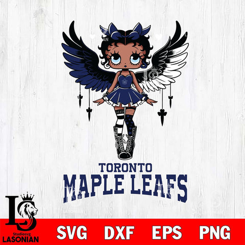 Toronto Maple Leafs Anglel Black Fan Girl Betty Boop, Svg Eps Dxf Png File, Digital Download
