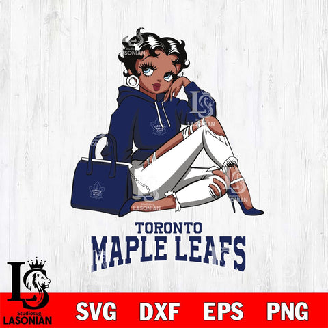 Toronto Maple Leafs Awesome Black Fan Girl Betty Boop, Svg Eps Dxf Png File, Digital Download