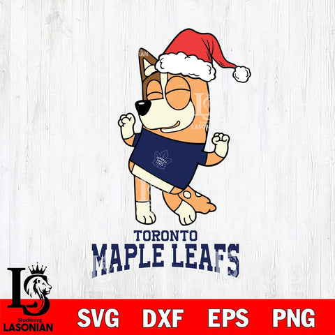 Toronto Maple Leafs Bluey Chilli Happy Christmas Svg Eps Dxf Png File, Digital Download