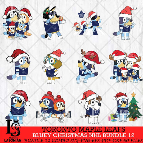 Toronto Maple Leafs Bluey Christmas NHL Bundle 12 Svg Eps Dxf Png File, Digital Download, Instant Download