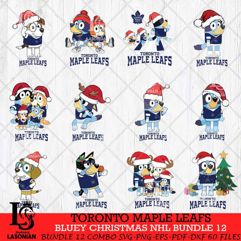 Toronto Maple Leafs Bluey Christmas NHL Bundle 12 Cricut , Christmas Svg , Bluey svg , Digital Download, dxf eps png pdf file