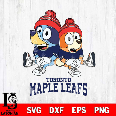 Toronto Maple Leafs Christmas Bluey & Bingo Sit Svg, Christmas Svg , NHL svg , Digital Download, dxf eps png pdf file