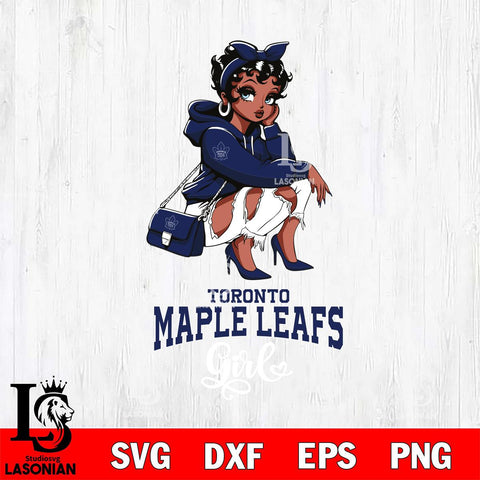 Toronto Maple Leafs Fashion Black Fan Girl Betty Boop, Svg Eps Dxf Png File, Digital Download