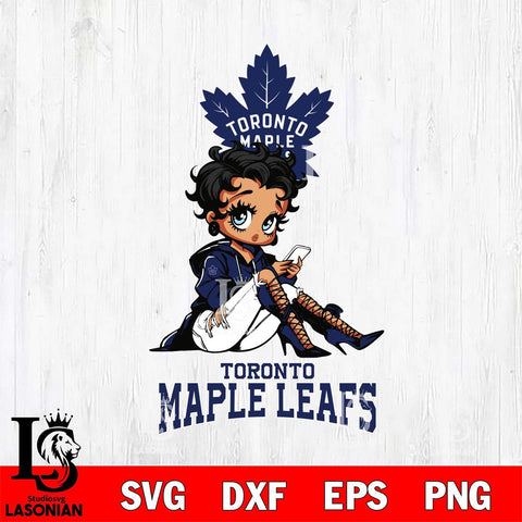 Toronto Maple Leafs Style Black Fan Girl Betty Boop, Svg Eps Dxf Png File, Digital Download