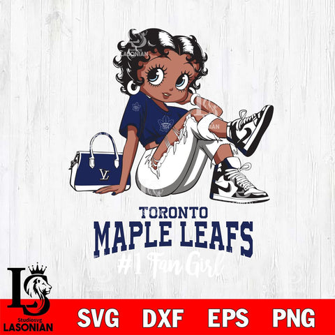 Toronto Maple Leafs #1 Black Fan Girl Betty Boop, Svg Eps Dxf Png File, Digital Download