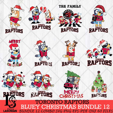 Toronto Raptors Bluey Happy Christmas Bundle 12 Svg Eps Dxf Png File, Digital Download