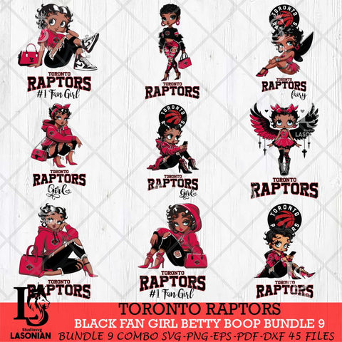 Toronto Raptors Black Fan Girl Betty Boop Bundle 9 Svg Eps Dxf Png File, Digital Download, Instant Download